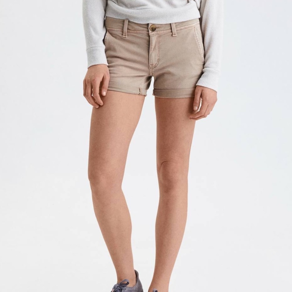 American Eagle Khaki Midi Shorts